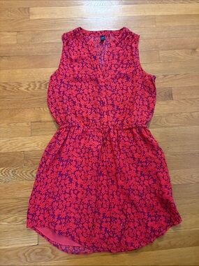 GAP Red Sleeveless Floral Print Dress
